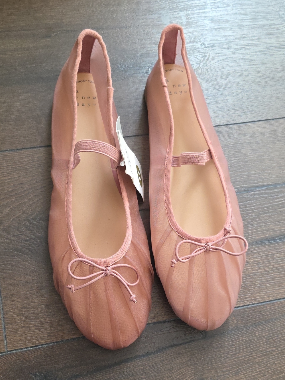 A new day Dusty Rose Mesh Ballet Flats with Bow
